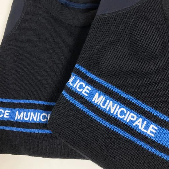 フランス自治体警察 POLICE MUNICIPALE ネイビー ブルーライン ポリスセーター 新品 S31BN