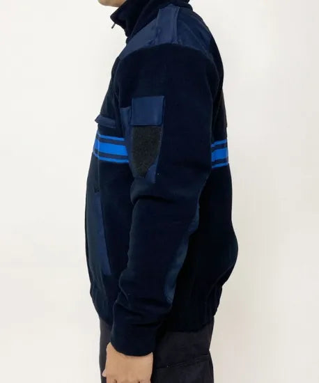 フランス自治体警察 POLICE MUNICIPALE ネイビー ブルーストライプ フリースジャケット 新品