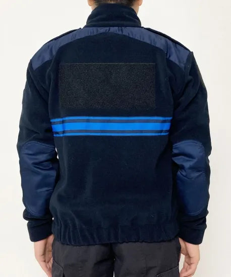 フランス自治体警察 POLICE MUNICIPALE ネイビー ブルーストライプ フリースジャケット 新品