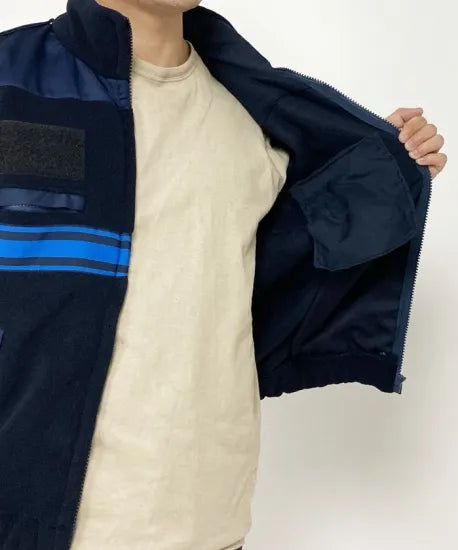 フランス自治体警察 POLICE MUNICIPALE ネイビー ブルーストライプ フリースジャケット 新品