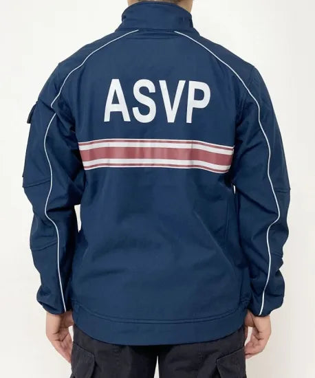フランス警備隊 ASVP ネイビー レッドストライプ ソフトシェル ポリスジャケット 新品