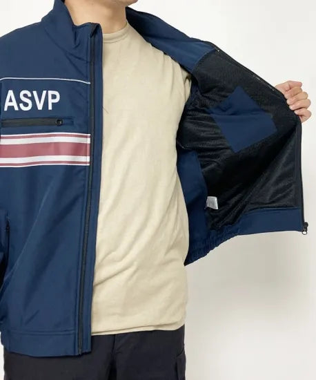 フランス警備隊 ASVP ネイビー レッドストライプ ソフトシェル ポリスジャケット 新品