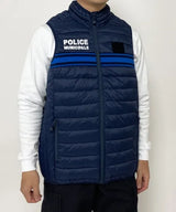 フランス自治体警察 POLICE MUNICIPALE ネイビー ブルーストライプ ダウンベスト 新品