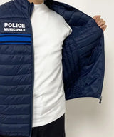 フランス自治体警察 POLICE MUNICIPALE ネイビー ブルーストライプ ダウンベスト 新品