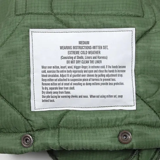アメリカ軍 OD 極寒地 ミトングラブ用 キルティングライナー 新品 21N-LINER=