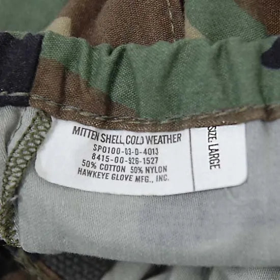 アメリカ軍 ウッドランドカモ 極寒地用 M-65 トリガーフィンガーミトングラブ 毛糸ライナー付 USED 27CU=