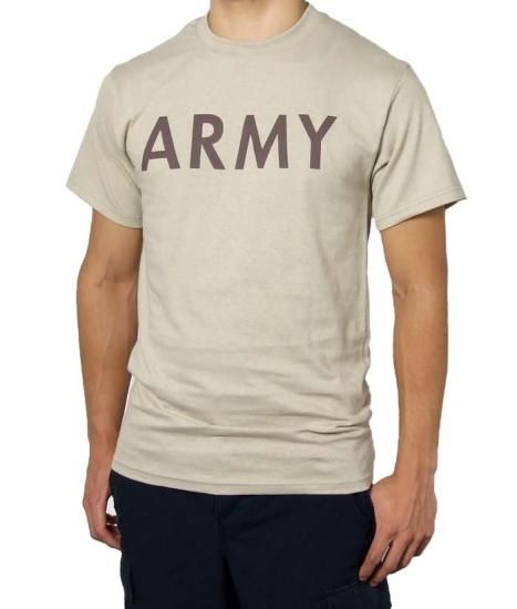【Sサイズ特価】U.S.ARMY サンド SOFFE アーミー横文字 ミリタリーTシャツ 新品 T44NA-SB-