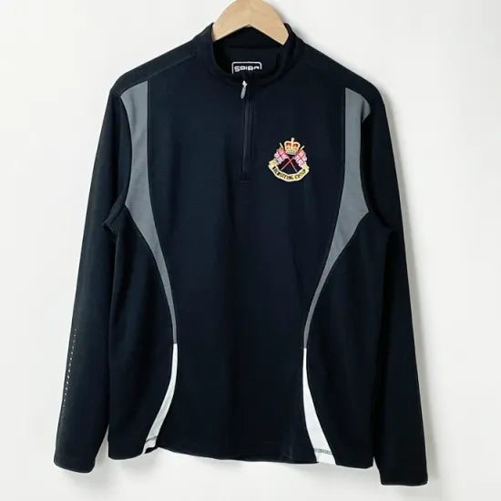 1点物 イギリス軍  ブラック ハーフZIP トレーニングシャツ USED UK190=
