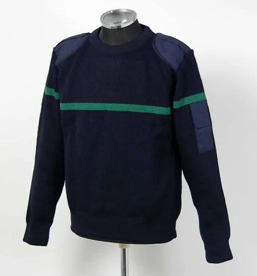 【ビッグ特価】フランス政府関連 ネイビー グリーンストライプ ポリスセーター 新品