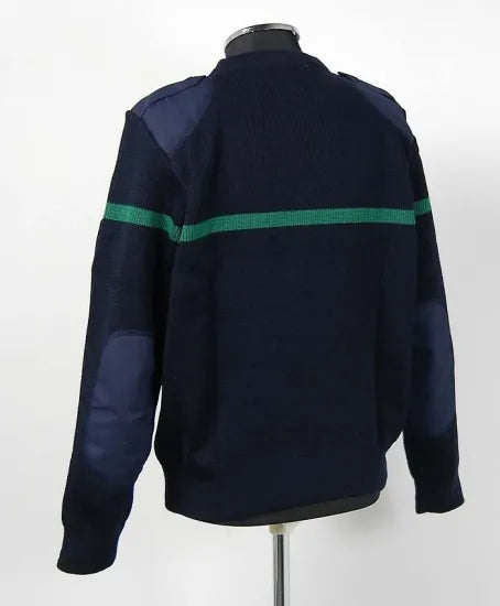 【ビッグ特価】フランス政府関連 ネイビー グリーンストライプ ポリスセーター 新品