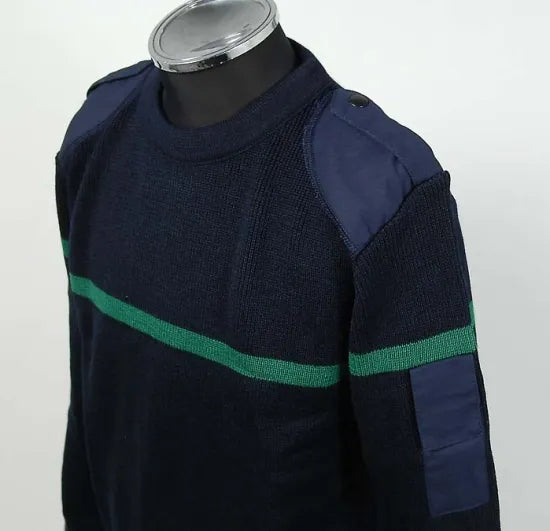 【ビッグ特価】フランス政府関連 ネイビー グリーンストライプ ポリスセーター 新品