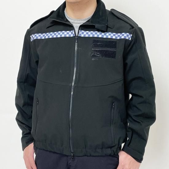 イギリス警察 POLICE ブラック フリース ソフトシェルジャケット USED B52U