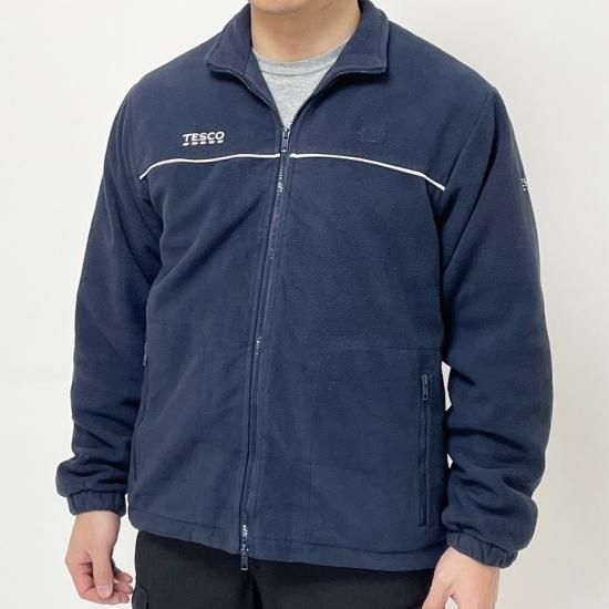 イギリス TESCO ネイビー フリースジャケット 上質USED B53N3