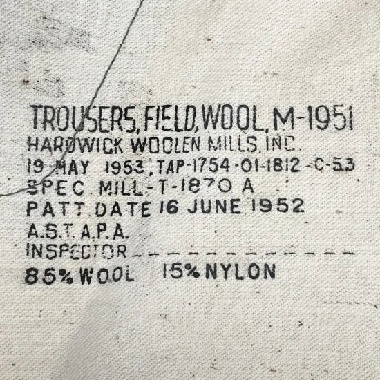 アメリカ軍 OD ウール M-51 フィールドパンツ ブラス製ジッパーフライ 上質USED =