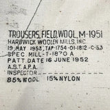 アメリカ軍 OD ウール M-51 フィールドパンツ ブラス製ジッパーフライ 上質USED =
