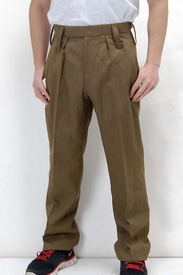【スモール&ビッグ特価】イギリス陸軍 ARMY ブラウン ウール100% No.2 バラック ドレスパンツ 上質USED 206N3-WOOL-SB=
