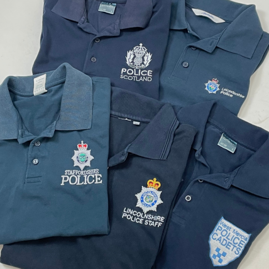 イギリス警察関連 POLICE ネイビー ポロシャツ USED -