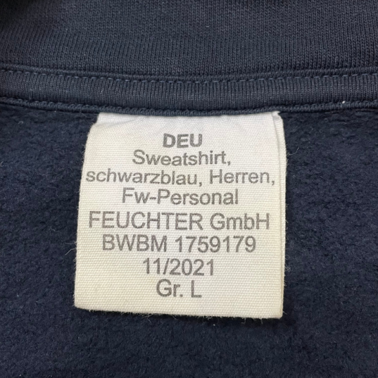 ドイツ消防 FEUERWEHR ネイビー ハーフジップ スウェットシャツ USED =