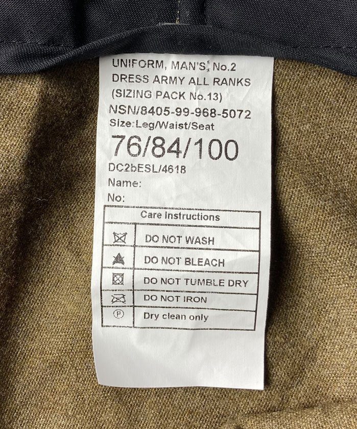 イギリス陸軍 ARMY ブラウン ウール100% No.2 バラック ドレスパンツ ニアニュー 206N2-WOOL=