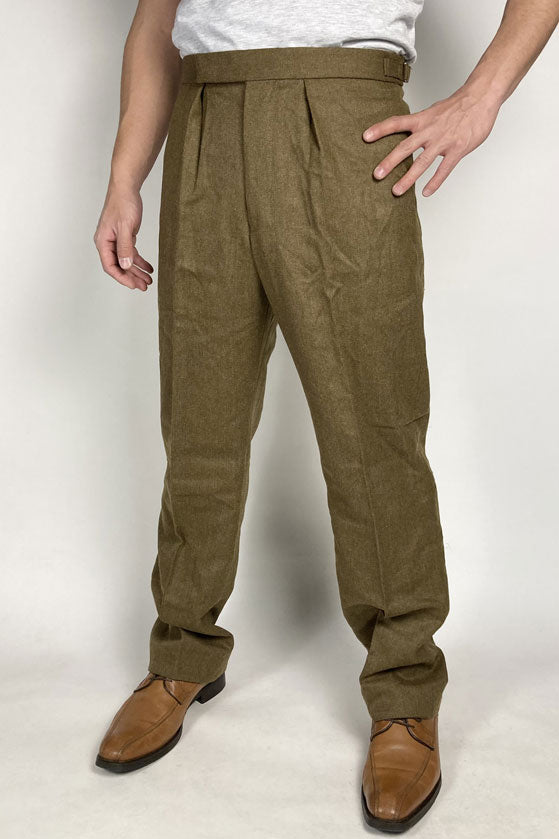 イギリス陸軍 ARMY ブラウン ウール100% No.2 バラック ドレスパンツ ニアニュー 206N2-WOOL=