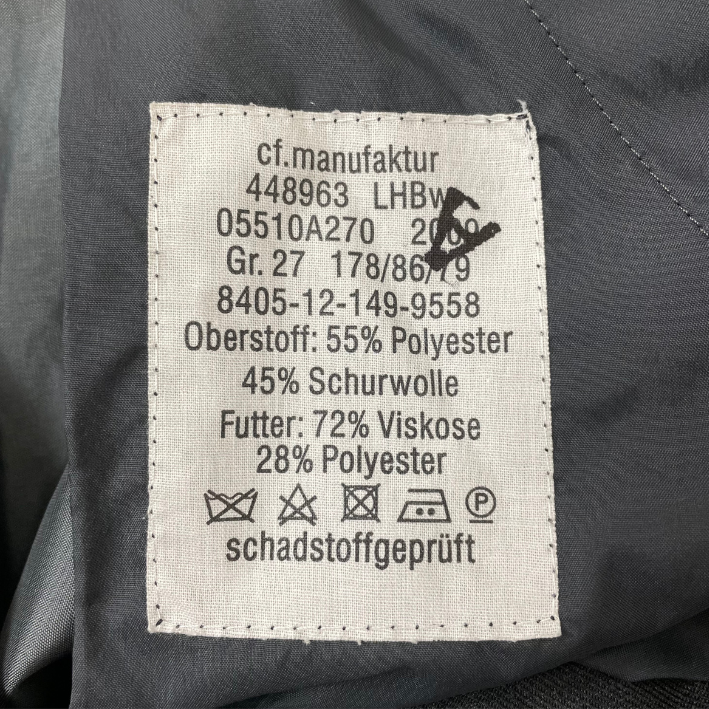 ドイツ軍 ダークグレー オフィサーパンツ 新品 327GN=