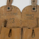 フランス軍 ベージュ ビンテージ 2ポケット レザーポーチ 新品 39PN-