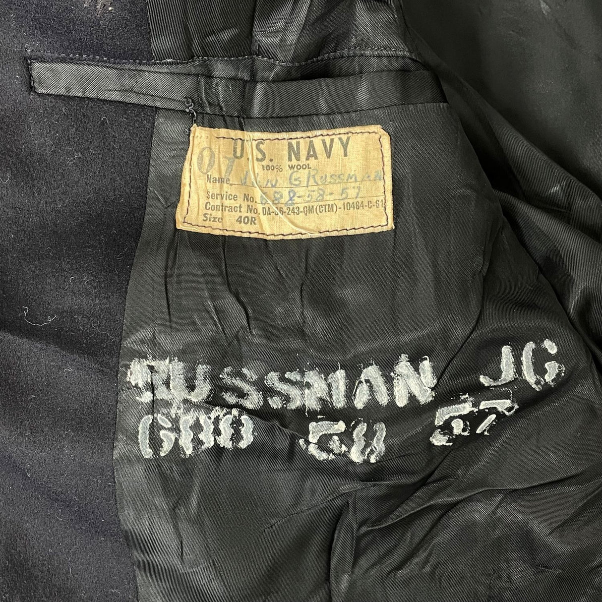 アメリカ軍、ＵＳ．ＮＡＶＹ．ビンテージ、Ｐコート（上質ＵＳＥＤ）６０１ＶＮ３