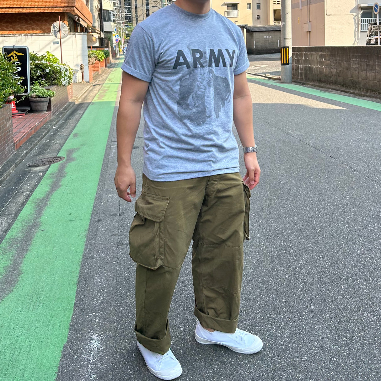 アメリカ軍 U.S.ARMY グレー "アンクルサム" IPFU リメイクTシャツ【FB-TS-ML0007B-】