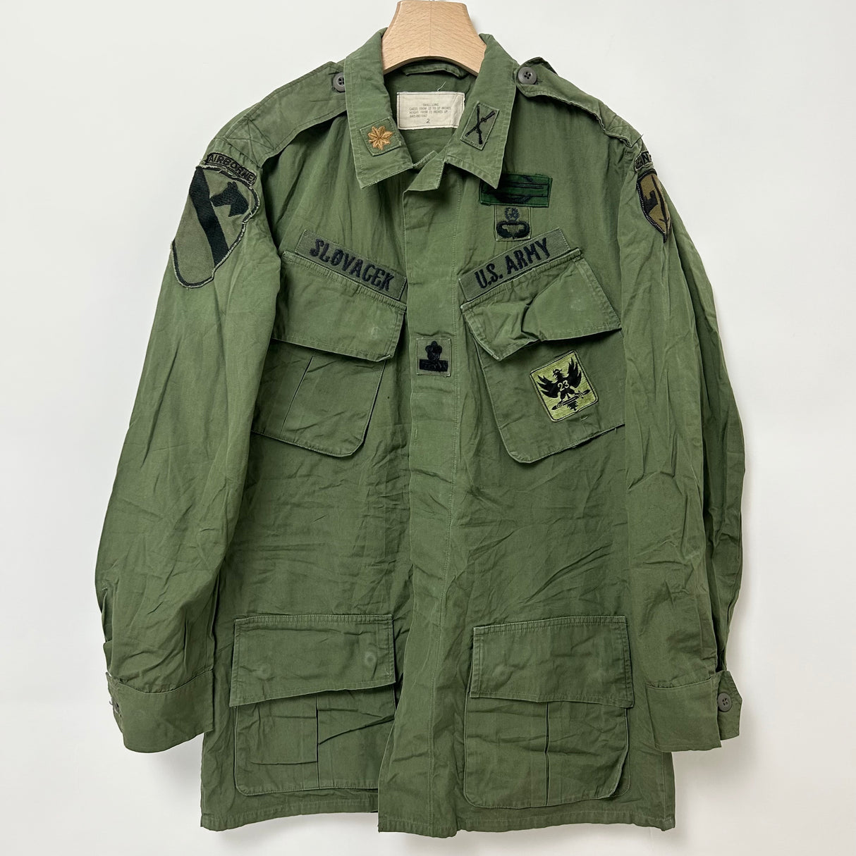アメリカ軍 OG-107 ジャングルファティーグジャケット ワッペン付 S/Lサイズ【FB-JK-ML0005B=】