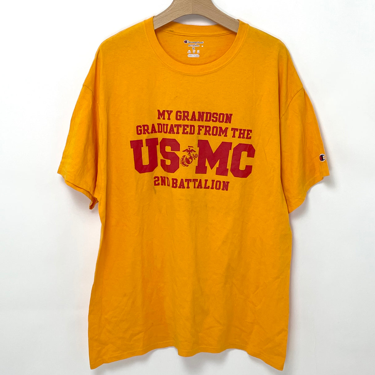 Champion/チャンピオン イエロー USMC ミリタリーTシャツ XLサイズ【FB-TS-0005B-】
