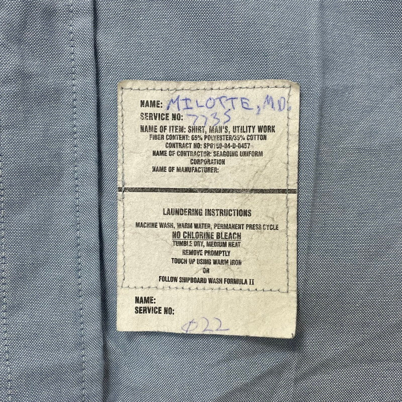 アメリカ海軍 U.S.NAVY 長袖シャンブレーシャツ【FB-SH-ML0006B-】