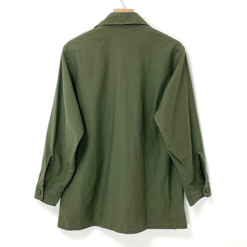 【美品・希少サイズ】70s アメリカ軍 U.S.ARMY OG-107 コットンサテン ユーティリティー ファティーグシャツ 4thモデル サイズ表記15.5X31【FB-SH-ML0007A=】