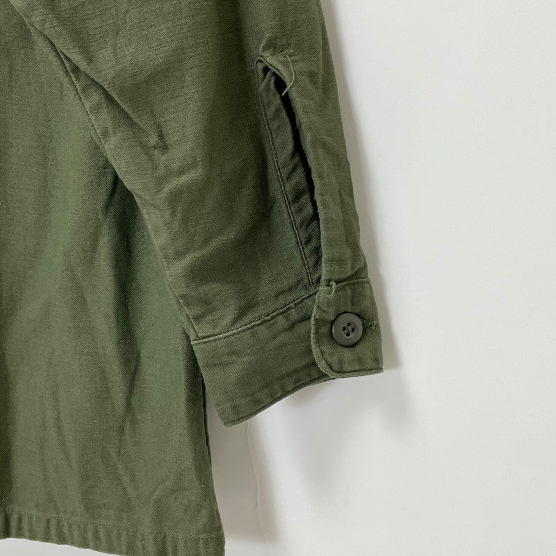 【美品・希少サイズ】70s アメリカ軍 U.S.ARMY OG-107 コットンサテン ユーティリティー ファティーグシャツ 4thモデル サイズ表記15.5X31【FB-SH-ML0007A=】