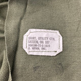 【美品・希少サイズ】70s アメリカ軍 U.S.ARMY OG-107 コットンサテン ユーティリティー ファティーグシャツ 4thモデル サイズ表記15.5X31【FB-SH-ML0007A=】