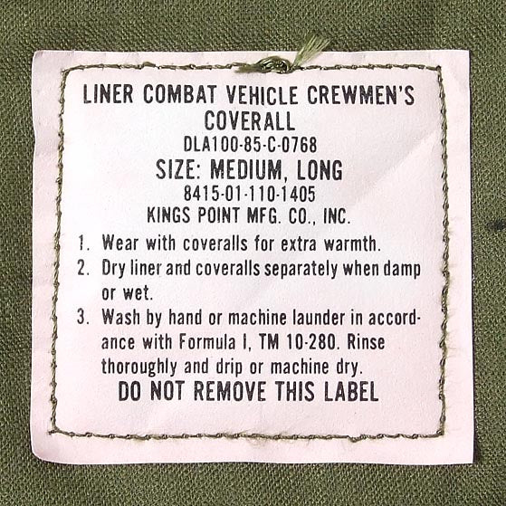 アメリカ軍 OD CVC カバーオール ジャケットライナー 新品 CVC-LINER-N