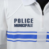 フランス自治体警察 POLICE MUNICIPALE ホワイト ハーフジップ ポロシャツ 新品 F99N-