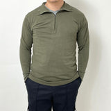 (5/2まで特価)ドイツ軍 OD ハーフジップ トリコットプルオーバーシャツ USED G21U-