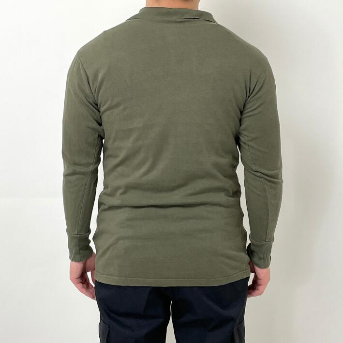 (5/2まで特価)ドイツ軍 OD ハーフジップ トリコットプルオーバーシャツ USED G21U-