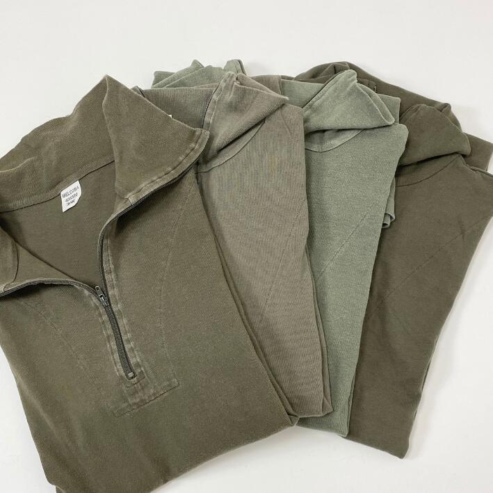 (5/2まで特価)ドイツ軍 OD ハーフジップ トリコットプルオーバーシャツ USED G21U-