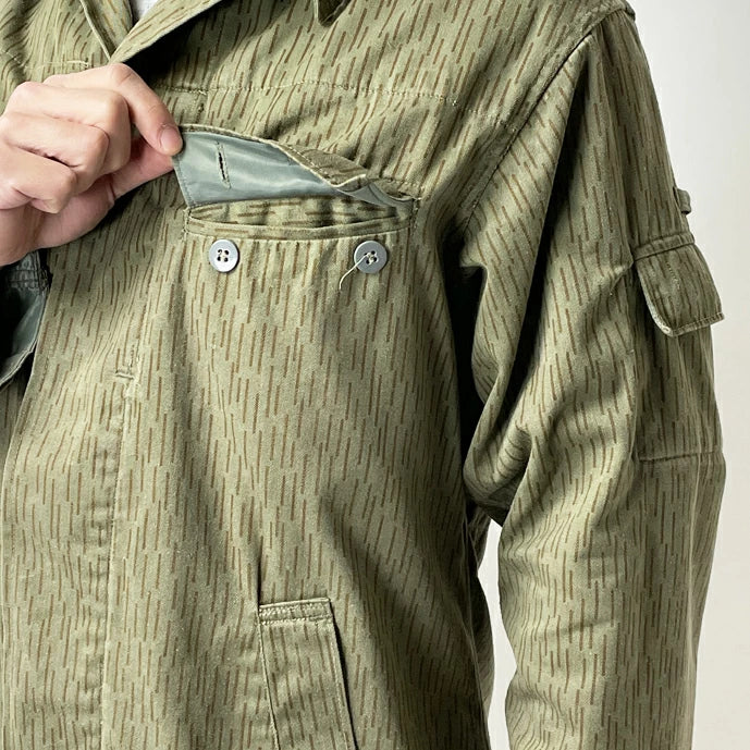 旧東ドイツ軍 NVA レインドロップカモ フィールドジャケット サイドポケット付 USED G26UP=