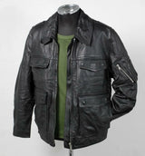 ドイツ警察 POLIZEI フラップポケット レザージャケット バックプリント付 USED G2UP