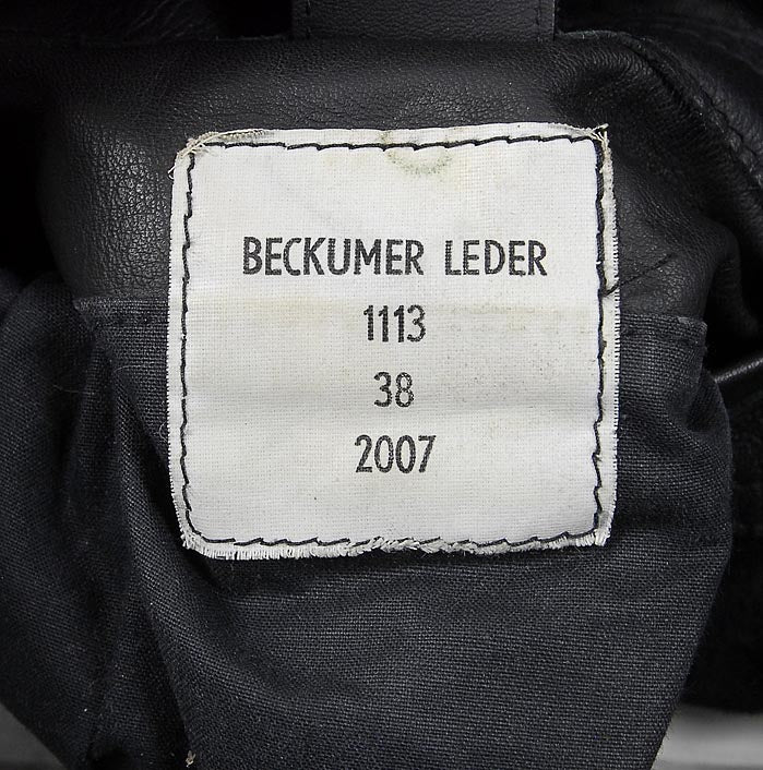 ドイツ警察 POLIZEI フラップポケット レザージャケット バックプリント付 USED G2UP