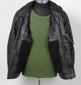 ドイツ警察 POLIZEI フラップポケット レザージャケット バックプリント付 USED G2UP