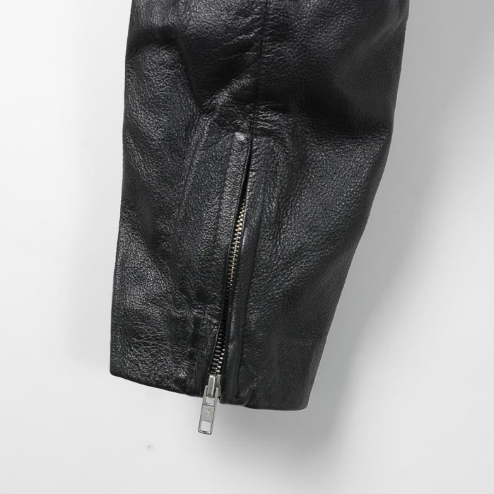 ドイツ警察 POLIZEI フラップポケット レザージャケット バックプリント付 USED G2UP