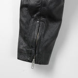 ドイツ警察 POLIZEI フラップポケット レザージャケット バックプリント付 USED G2UP