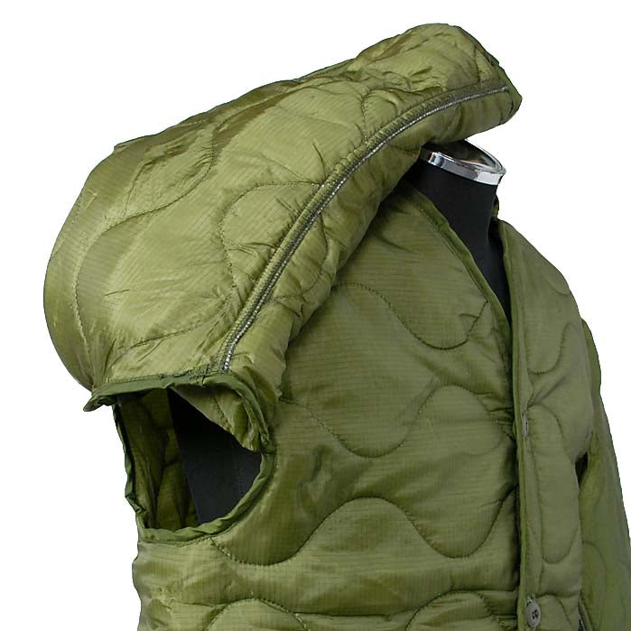 アメリカ軍 OD M-65 フィールドジャケット用 キルティングライナー 前ボタン付 新品 JKLINER-N-BTN