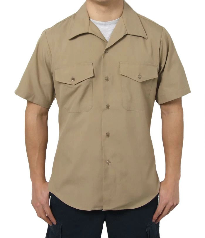 アメリカ海兵隊 USMC カーキ 半袖ドレスシャツ 新品 MC-SS-N-