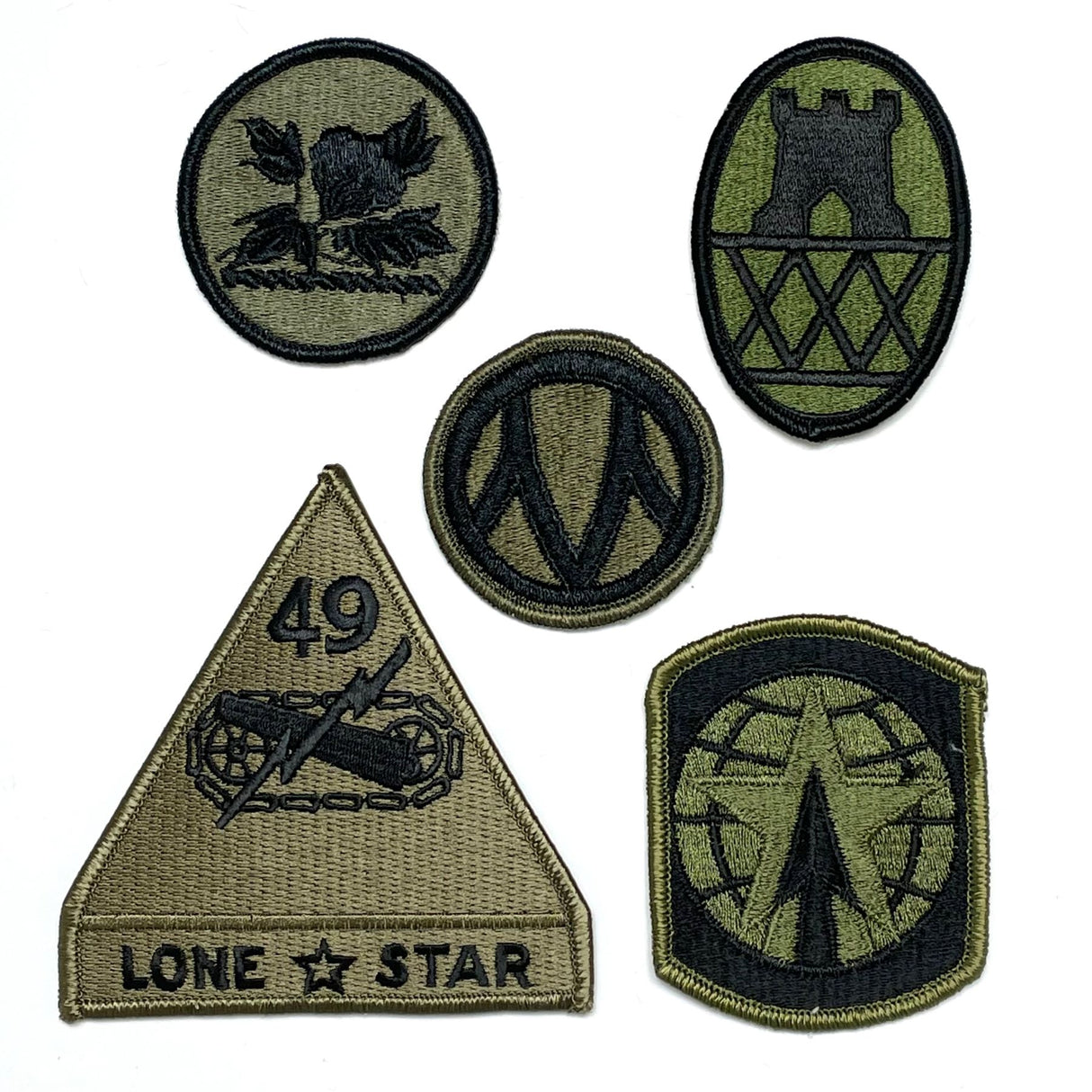 【5枚セット】アメリカ軍 OD 部隊章ワッペン 新品 OD5-G-