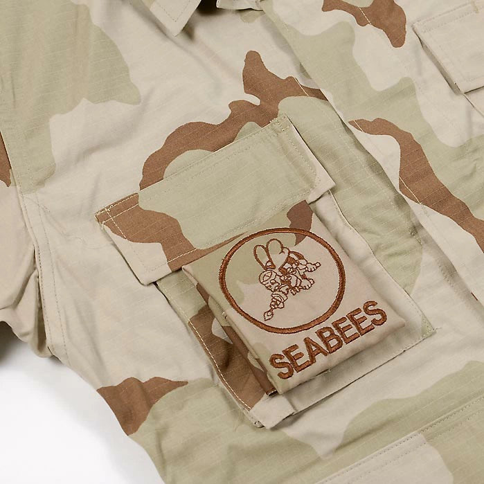 アメリカ軍 デザートカモ SEABEES/シービーズ ポケット用クロス 新品 SEABEES-