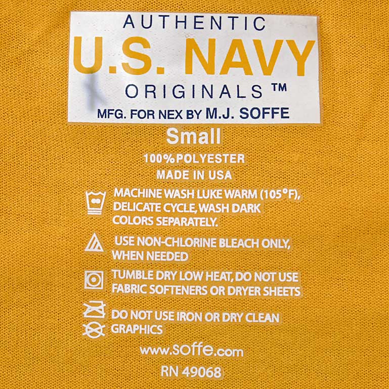 (8/1まで特価)デッドストック B品 新品 米軍実物 アメリカ海軍 U.S.NAVY イエロー トレーニングTシャツ T34N
